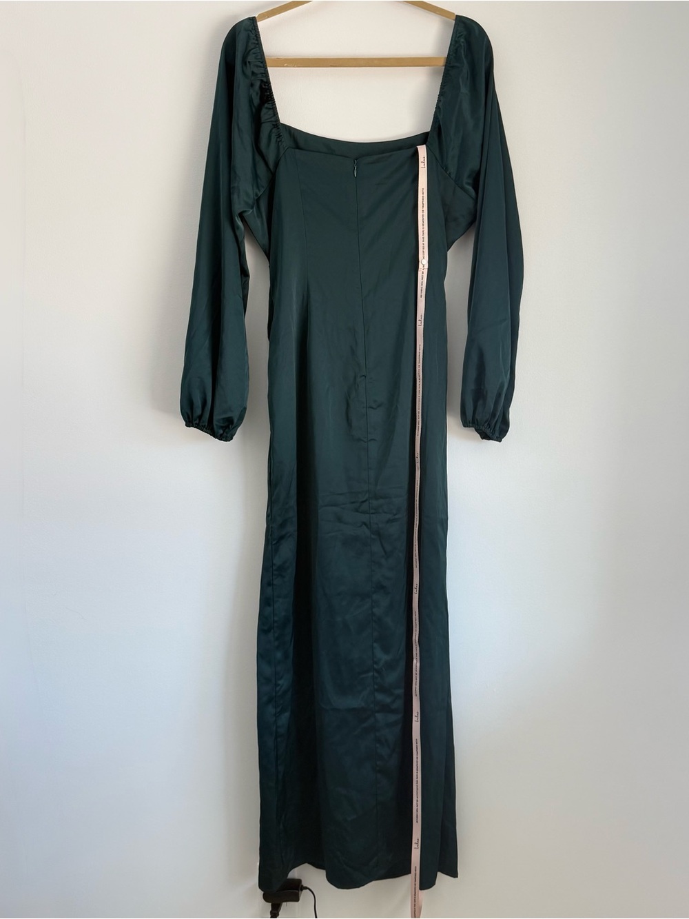 NWT Lulus Eternal Heart Emerald Green Satin Long Sleeve Maxi Dress Size XL - Picture 7 of 8